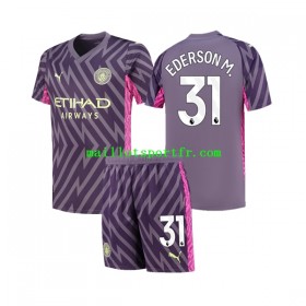 Maillot de Foot Manchester City Ederson Moraes 31 Gardien Enfant Exterieur 2023/24